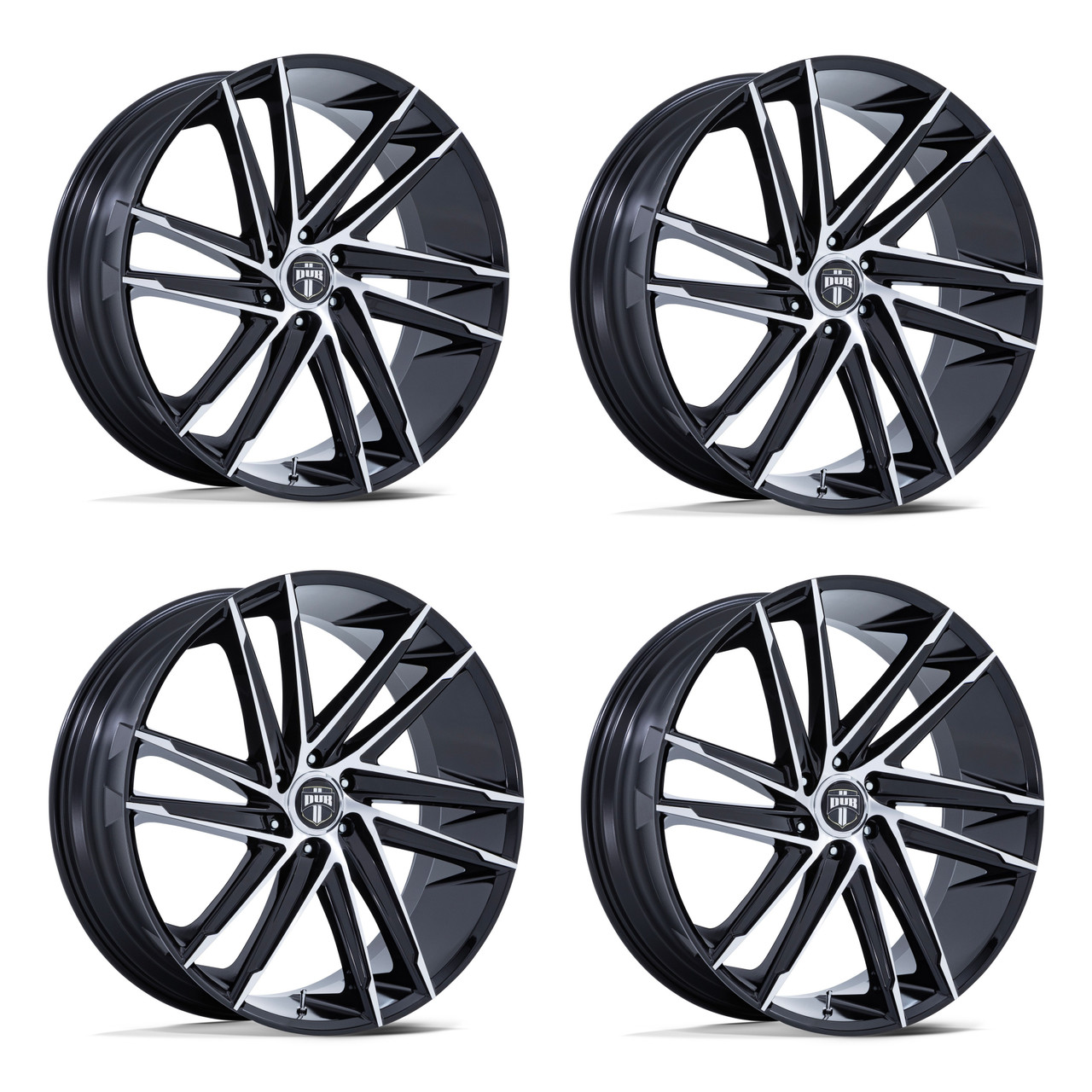 Set 4 26" DUB DC275 Blaze Gloss Black Machined Face 26x10 Wheels 6x5.5 25mm Rims