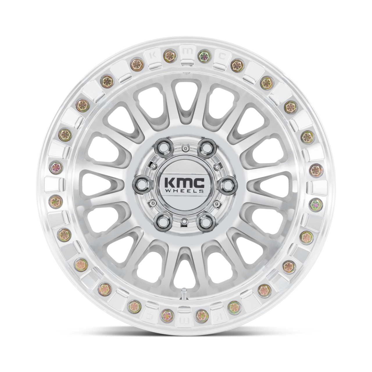 Set 4 17" KMC KM239 Impact Beadlock Machined 17x9 Wheels 5x5 -38mm Truck Rims