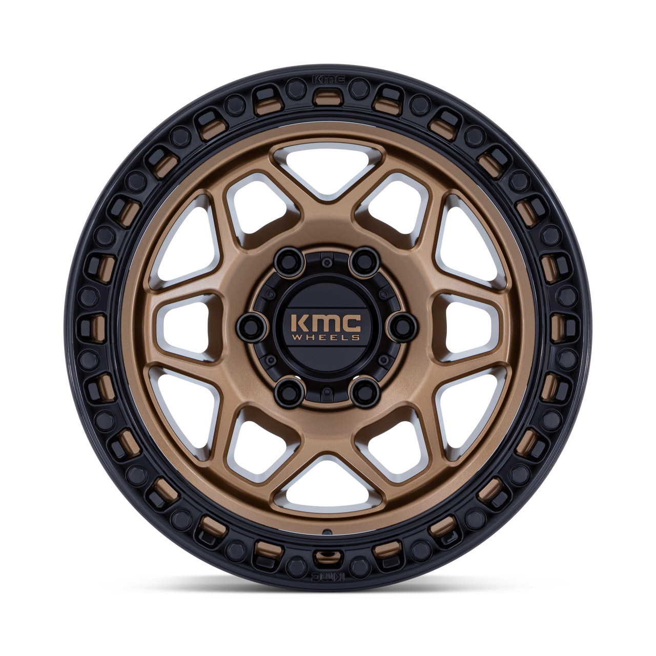 17" KMC KM553 Torx Matte Bronze W Gloss Black Lip 17x8.5 Wheel 5x5 0mm Truck Rim