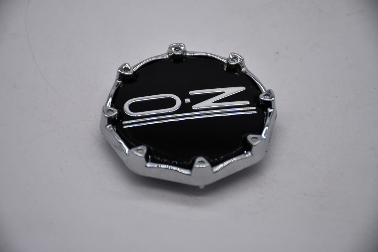 OZ Black Wheel Center Cap Hub Cap M650 2.375" Snap in with 8 Chrome Nubs