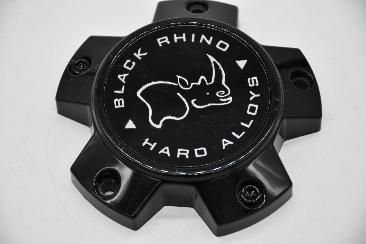 Black Rhino Gloss Black Wheel Center Cap Hub Cap 1234S02+MB-429 5.25" 5 Lug