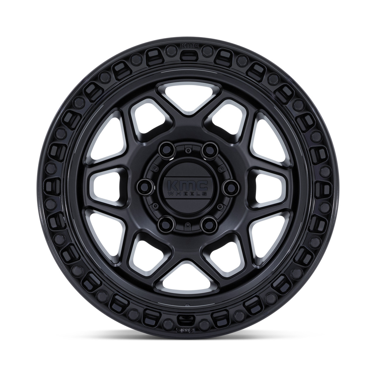 17" KMC KM553 Torx Matte Black Gloss Black Lip 17x8.5 Wheel 6x5.5 25mm Truck Rim