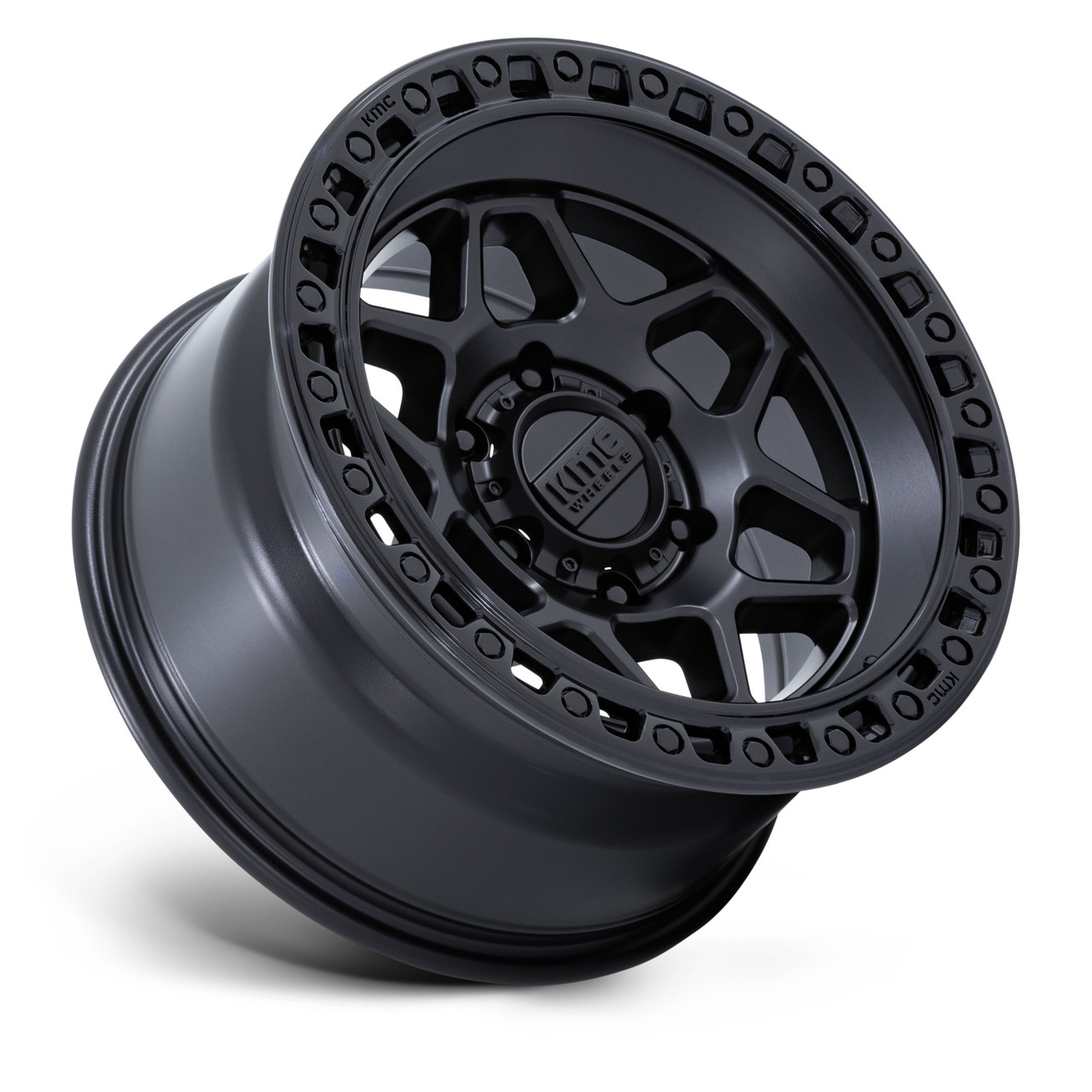 Set 4 17" KMC KM553 Torx Matte Black Gloss Black Lip 17x8.5 6x5.5 25mm Wheels