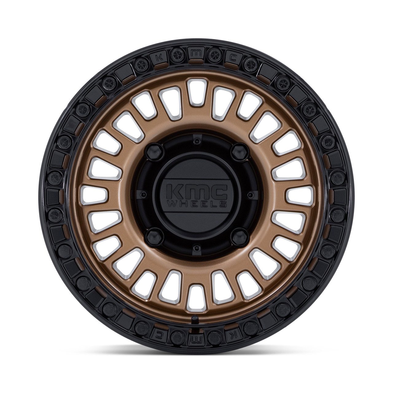 Set 4 15" KMC Powersports KS242 Aztec Beadlock Bronze Black Ring 15x7 4x137 38mm