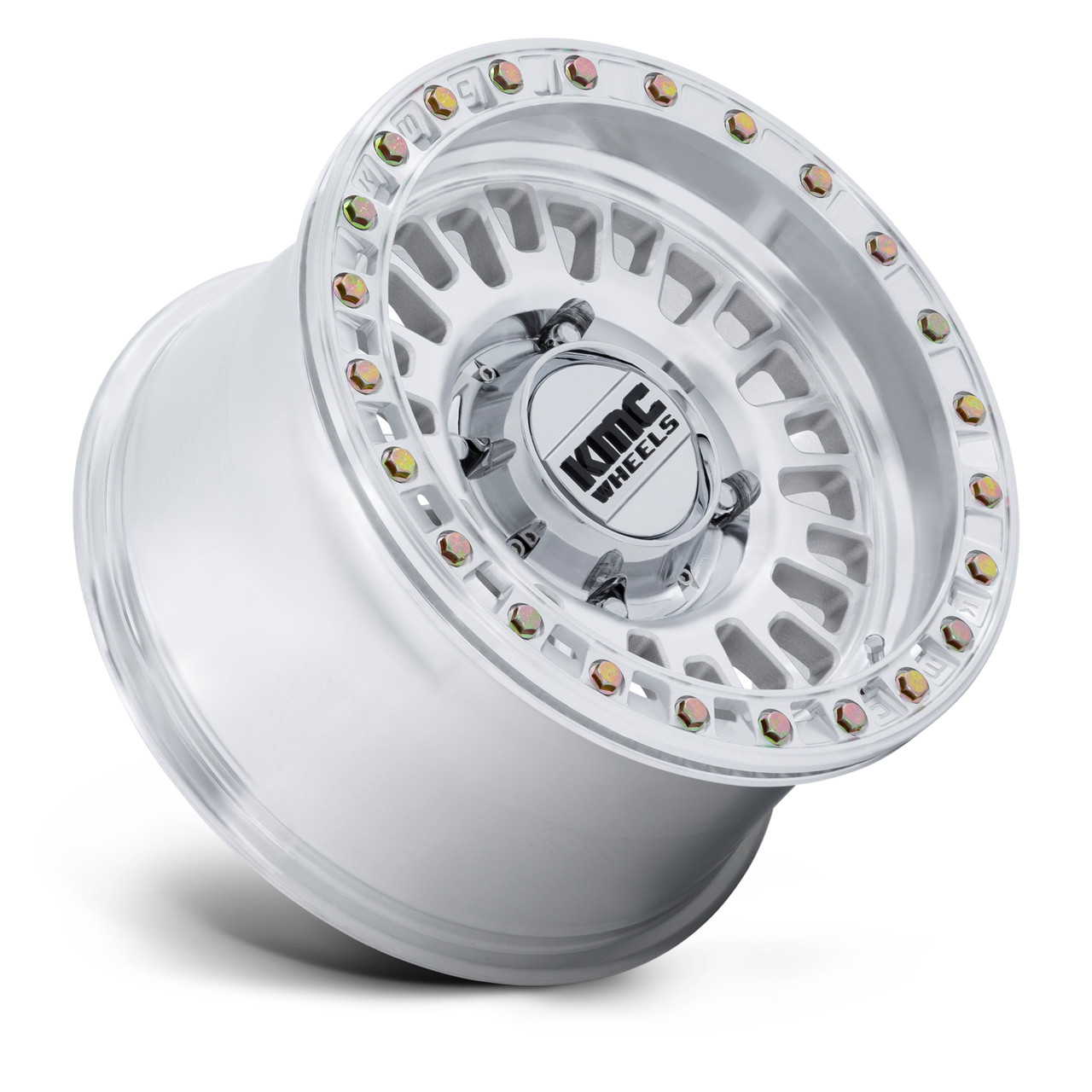 Set 4 15" KMC Powersports KS242 Aztec Beadlock Machined 15x10 4x156 0mm Wheels