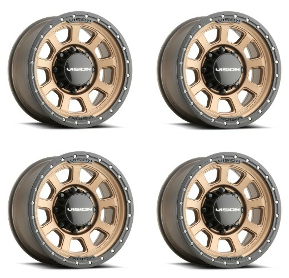 Set 4 15" Vision Off-Road 350 Ojos Bronze Wheels 15x8 5x5.5 Truck Rims -28mm
