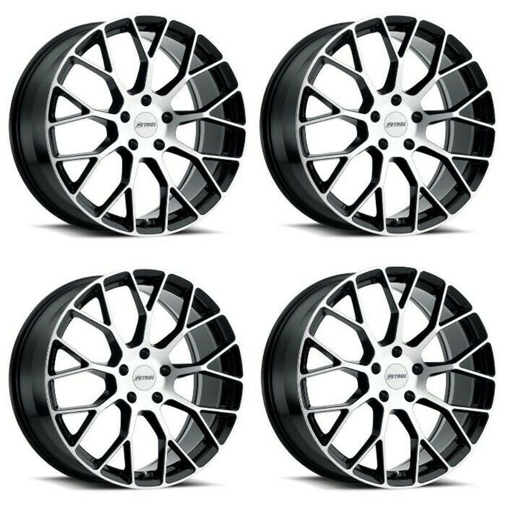 Set 4 Petrol P2B 17x8 5x112 Gloss Black W/ Machined Face Wheels 17" 32mm Rims