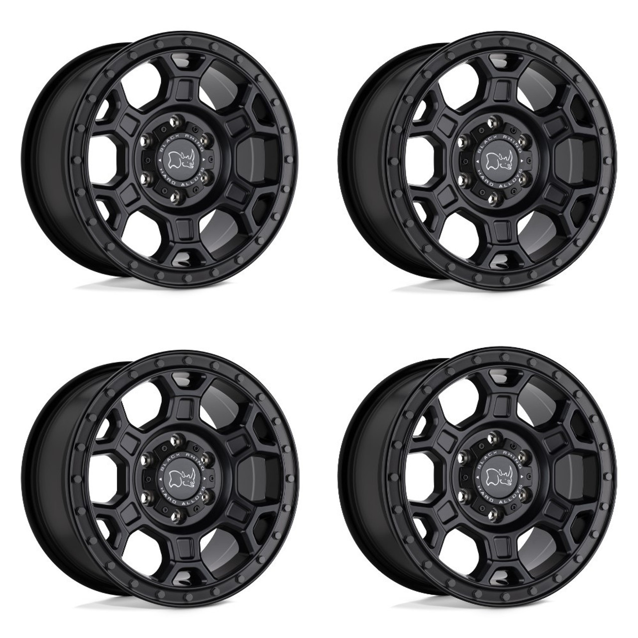 Set 4 Black Rhino Midhill 17x8 5x130 Black W/ Gunmetal Bolts Wheels 17" 45mm