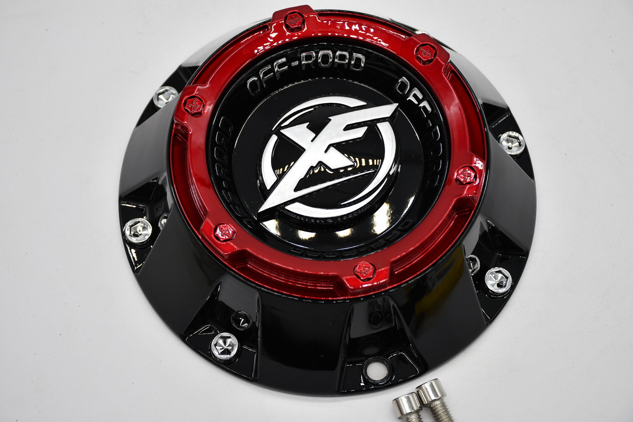 XF Offroad Gloss Black Red Wheel Center Cap Hub Cap C276L182S 7.25" 5/6 Lug for XF-218 XF-219 XF-220 XF-222 XF-224 XF-226