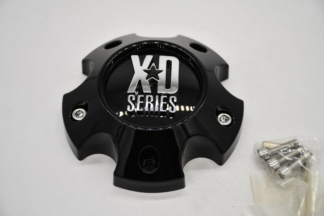 XD Series XD820 gloss black wheel center cap, SKU S057L120GB2-H34, 5-inch replacement cap for compatible XD820 wheels with a 5x5 bolt pattern.
