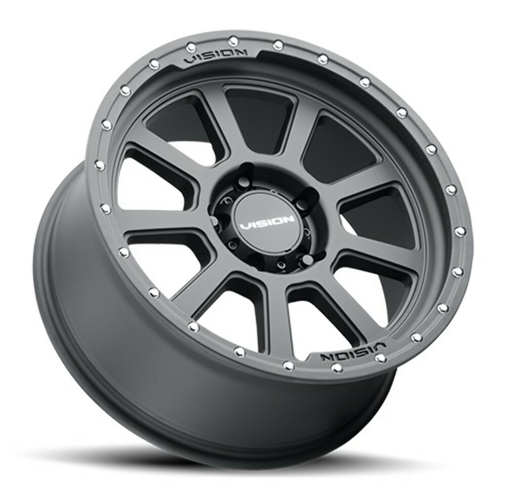 Set 4 17" Vision 350 Ojos Beadlock Satin Black 17x9 Wheels 6x5.5 (6x139.7) -40mm Rims
