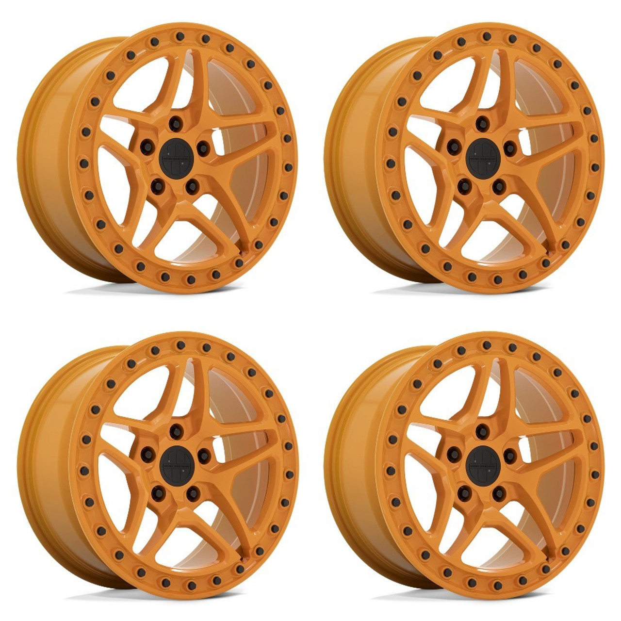 Set 4 Victor Equipment Berg 17x8 5x130 Gloss Orange Black Bolts Wheels 17" 20mm