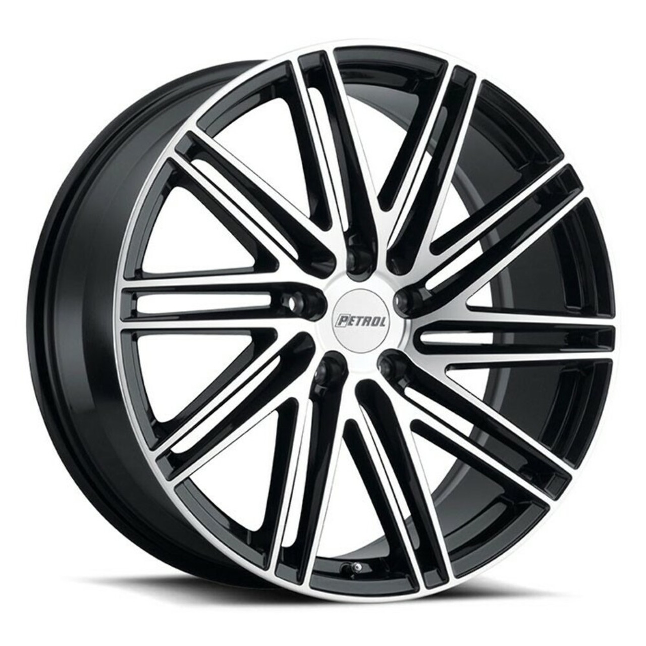 Set 4 Petrol P1C 17x8 5x120 Gloss Black W/ Machined Face Wheels 17" 35mm Rims