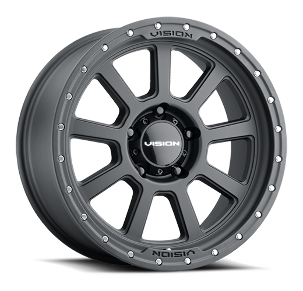 Set 4 17" Vision 350 Ojos Beadlock Satin Black 17x9 Wheels 5x5.5 (5x139.7) -40mm Rims