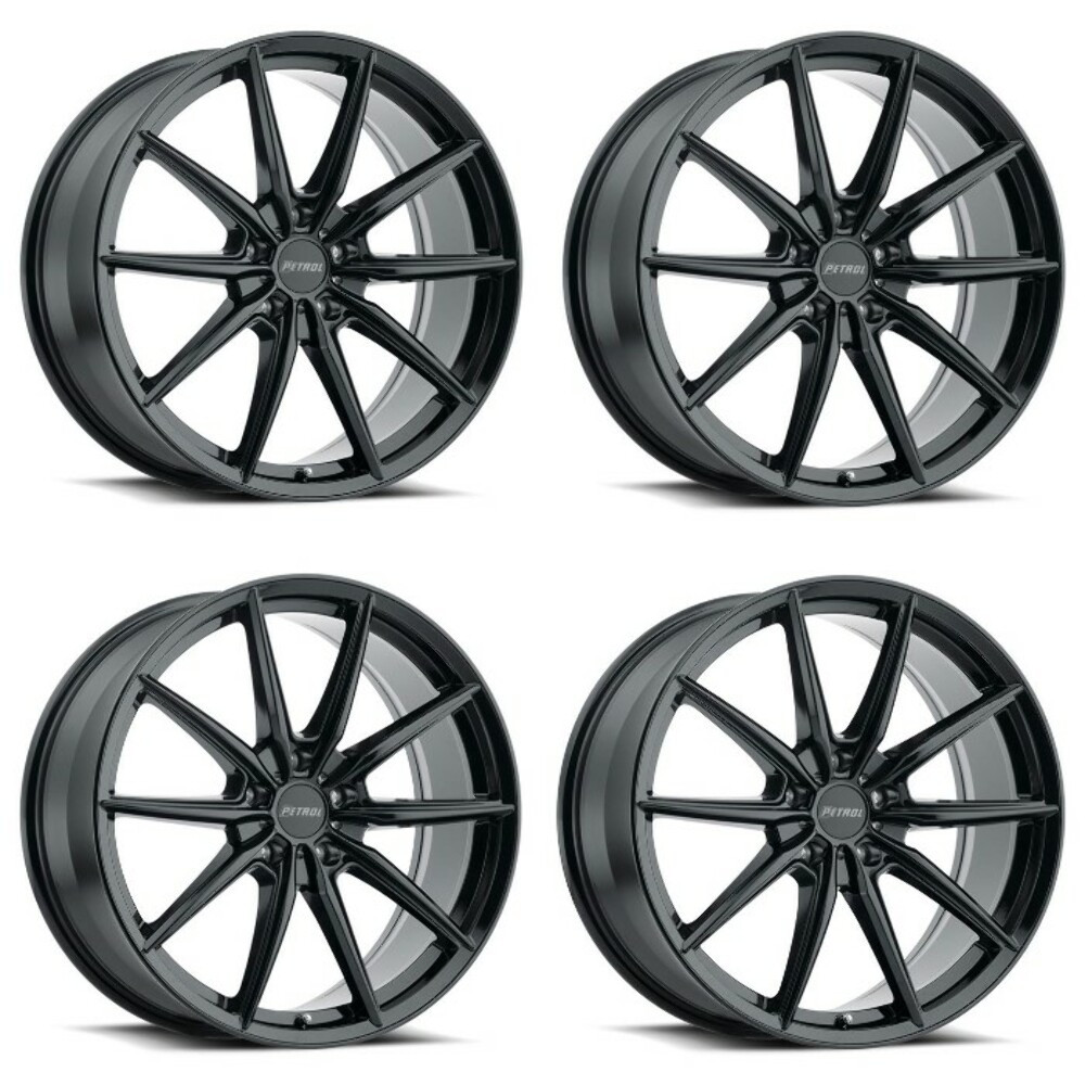 Set 4 Petrol P4B 17x8 5x4.25 Gloss Black Wheels 17" 40mm Rims For Dodge Lincoln