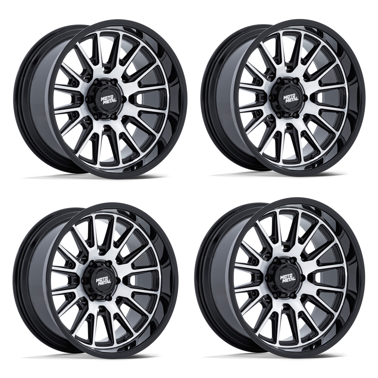 Set 4 20" Moto Metal MO814 Tekton Gloss Black Machined Face 20x9 6x135 20mm Rims