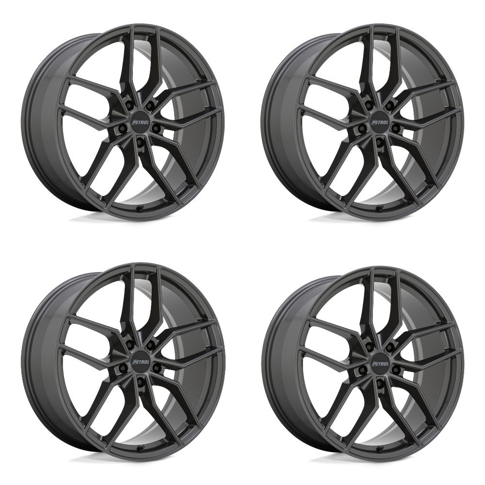 Set 4 Petrol P5C 17x8 5x120 Gloss Gunmetal Wheels 17" 35mm Rims
