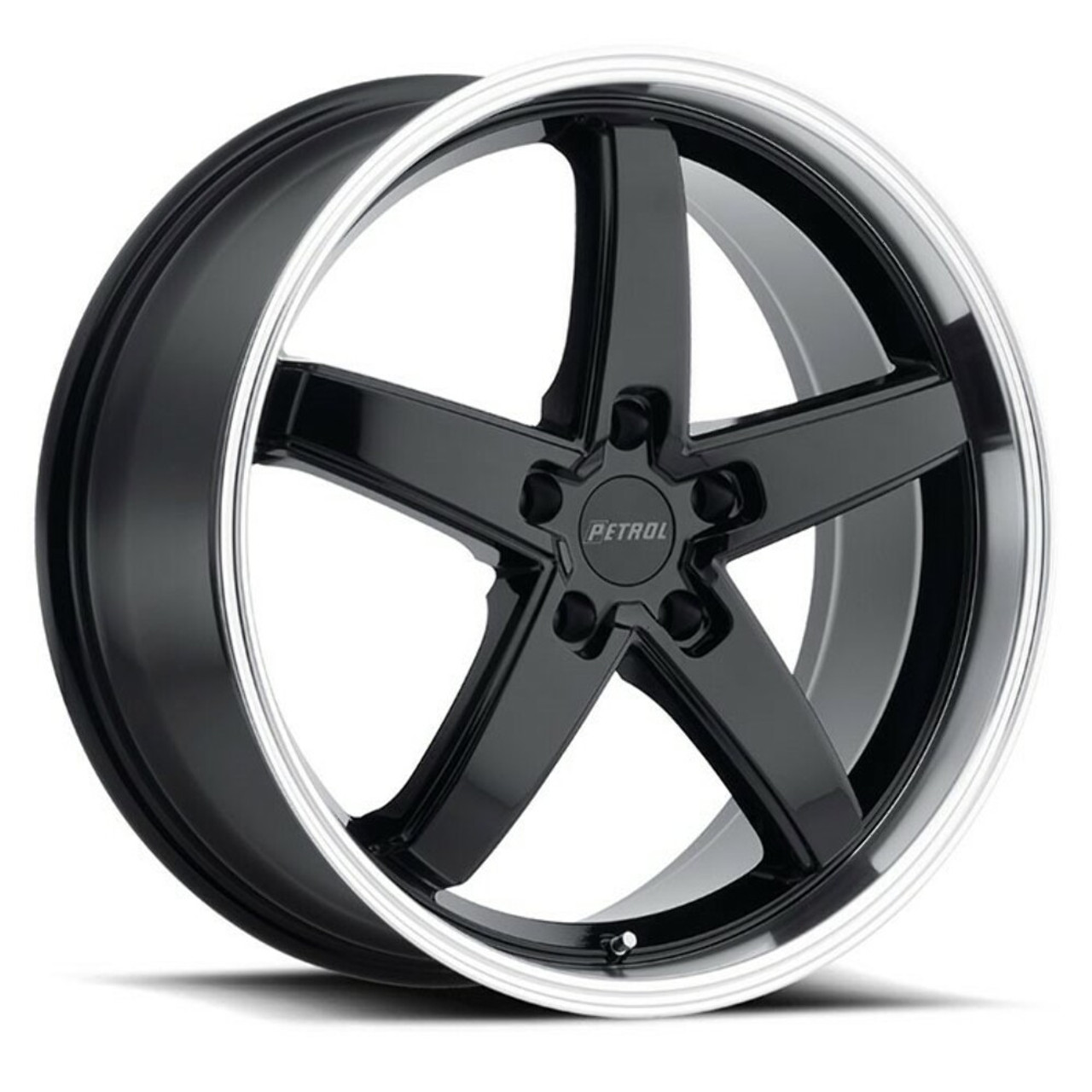 Set 4 Petrol P1B 17x8 5x120 Gloss Black W/ Machined Cut Lip Wheels 17" 35mm Rims