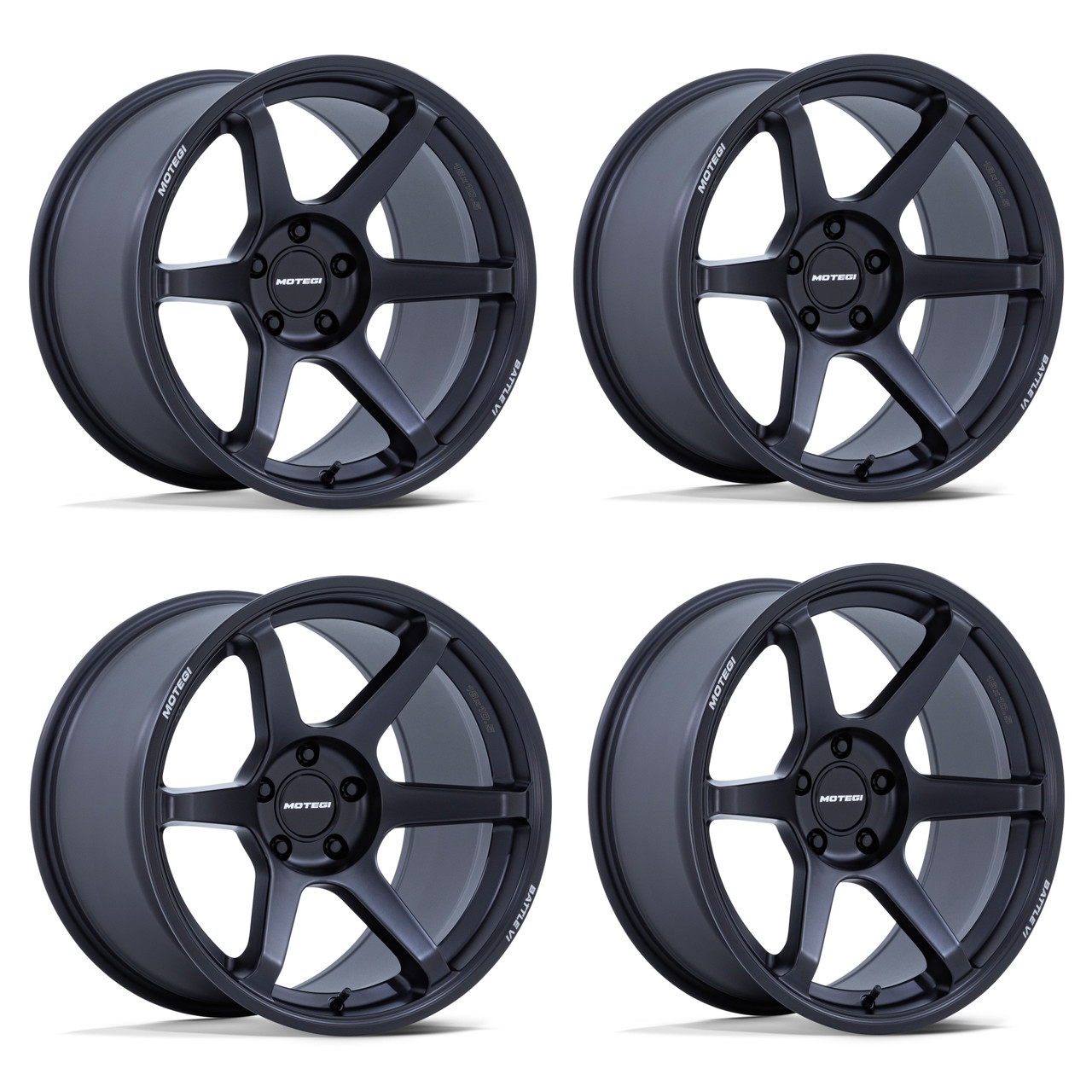 Set 4 18" Motegi MR160 Battle VI Matte Blackbird Metallic 18x9.5 5x100 38mm Rims