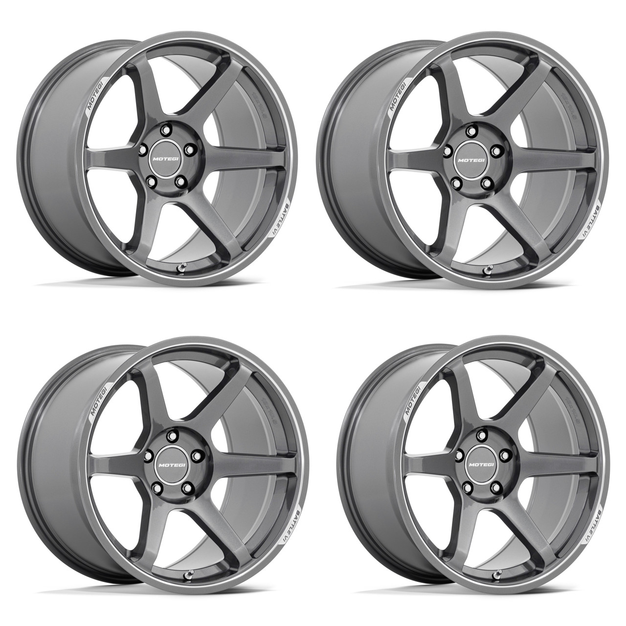Set 4 18" Motegi MR160 Battle VI Gloss Gunzilla Machined Lip 18x10.5 5x120 25mm
