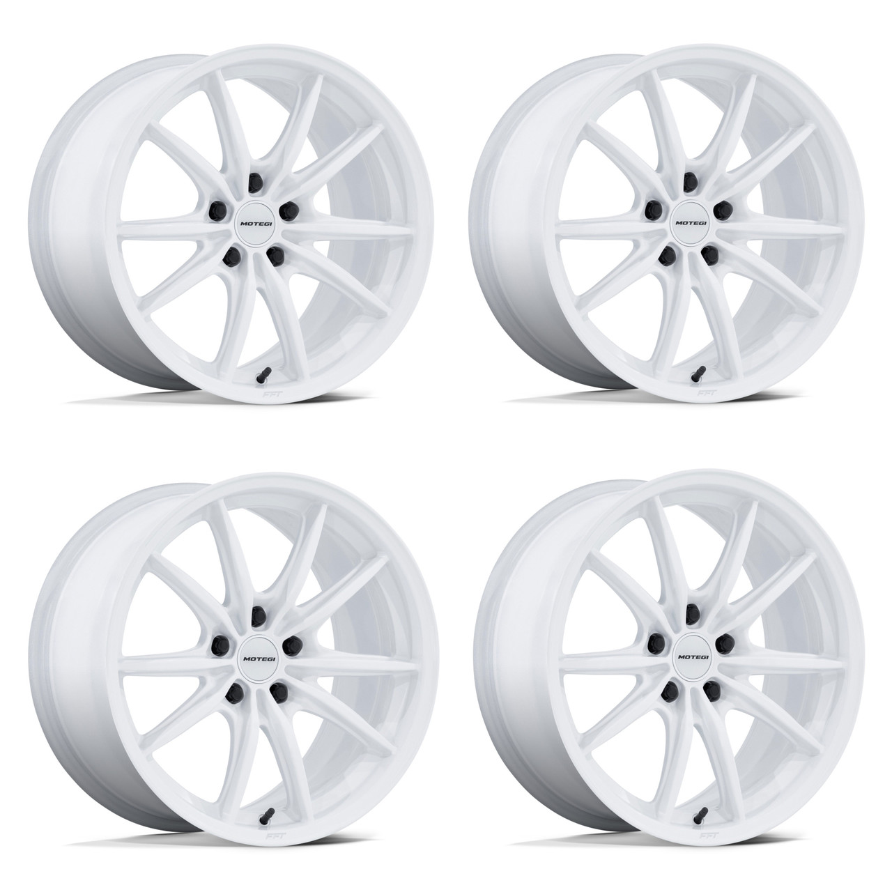 Set 4 18" Motegi MR162 Zentoku Gloss White 18x8.5 Wheels 5x4.5 45mm Racing Rims