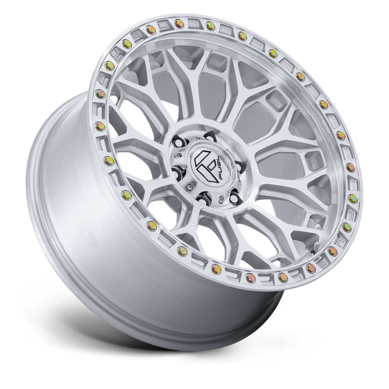 Set 4 17" Fuel 1PC FC901 Talon Gloss Silver Machined Face 17x8.5 6x5.5 25mm Rims