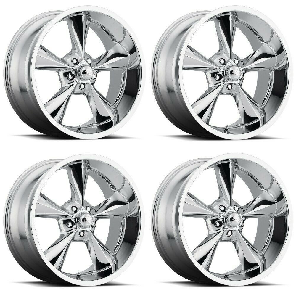 Set 4 17" Voxx B/G Rod Works Old School Chrome Wheels 17x8 5x4.75 6mm Rims