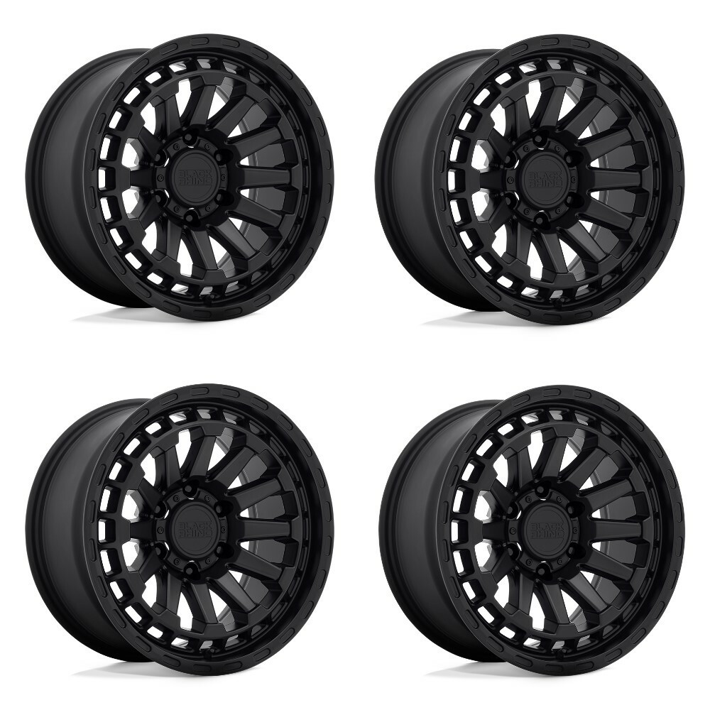 Set 4 Black Rhino Raid 17x8.5 5x5 Matte Black Wheels 17" 0mm For Jeep Truck Rims