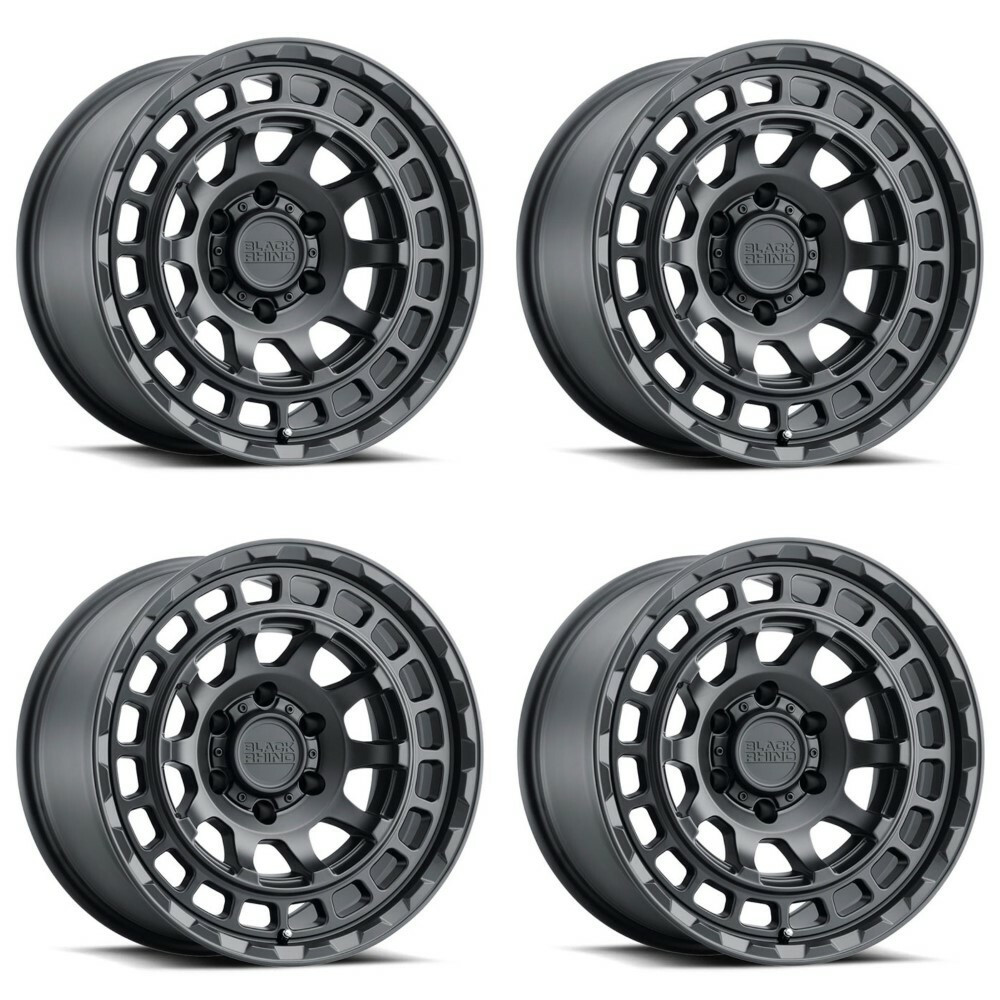 Set 4 17" Black Rhino Chamber 17x8.5 6x135 0mm Matte Black Wheels Truck SUV Rims Offroad