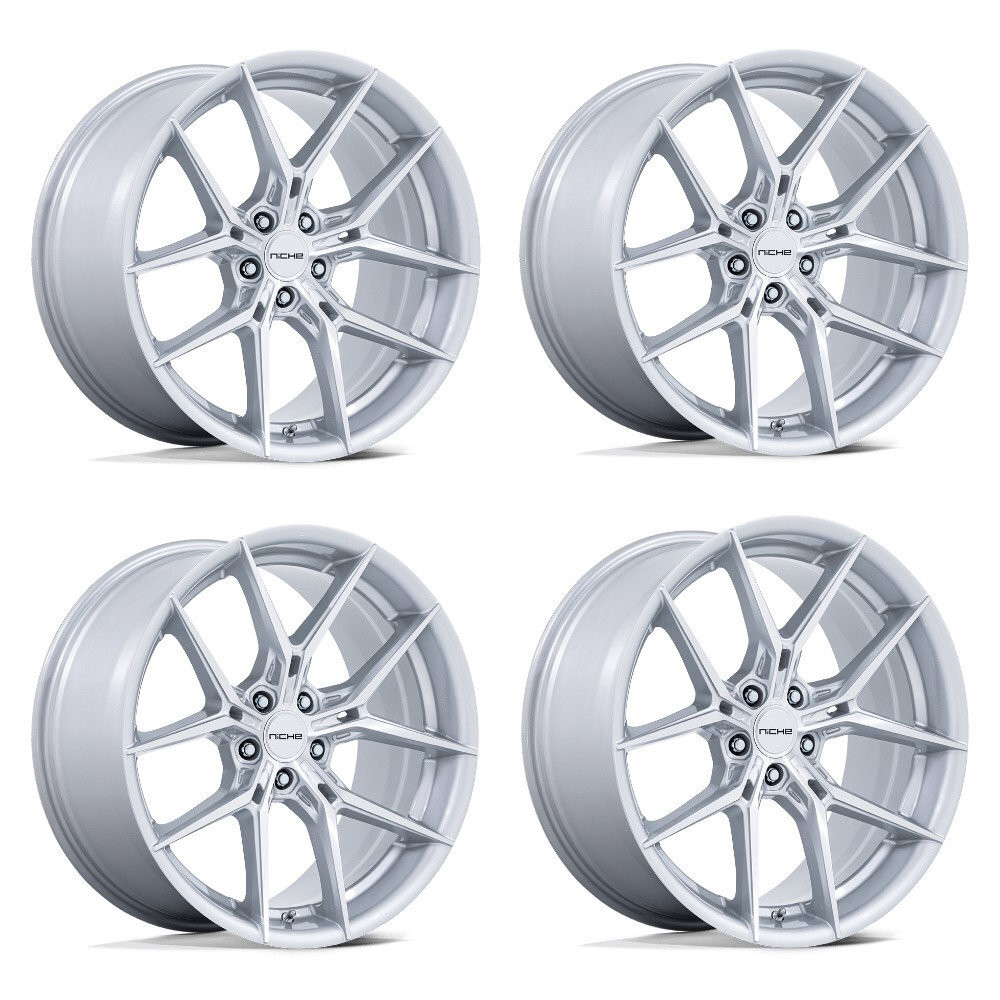 Set 4 20" Niche NC279 Prodigy 5 Silver Machined Face 20x11 5x120 50mm Wheels