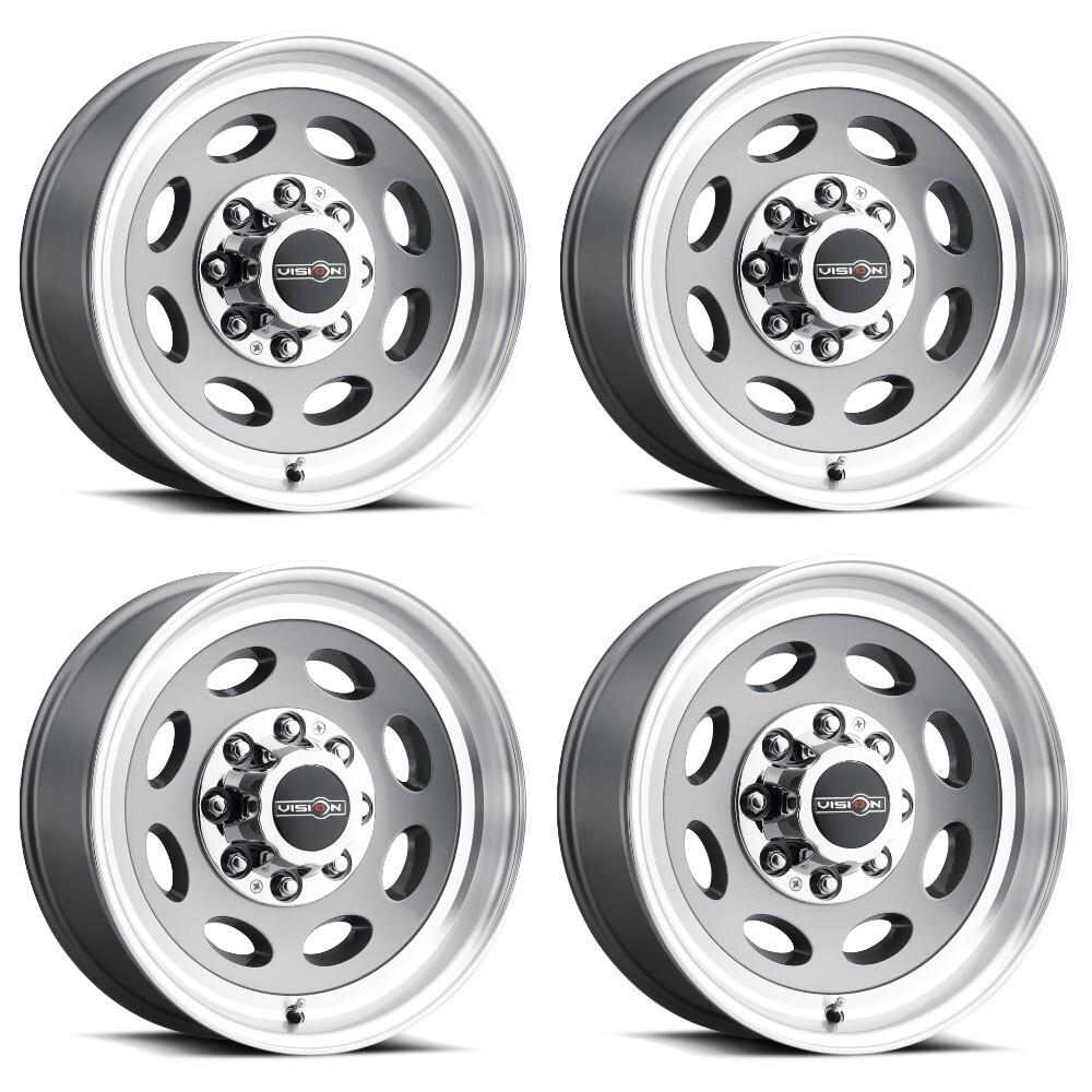 Set 4 19.5" Vision 81 Heavy Hauler Machined 19.5x7.5 Wheels 8x6.5 (8x165.1) 0mm Rims