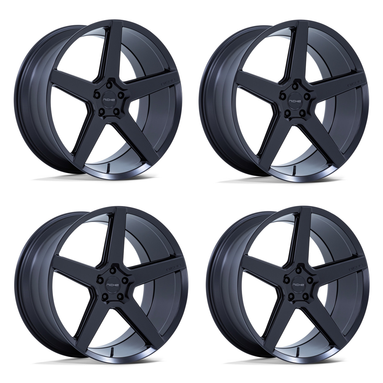 Set 4 22" Niche NC283 Modena Matte Black 22x10.5 Wheels 5x115 18mm 1PC Rims