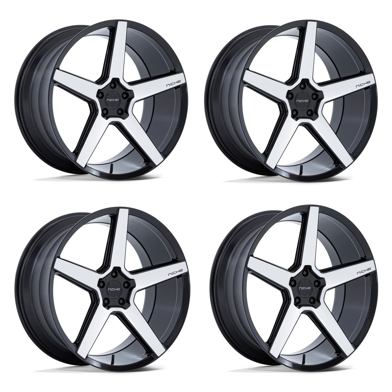 Set 4 22" Niche NC283 Modena Gloss Black Machined Face 22x9 Wheels 5x4.5 35mm