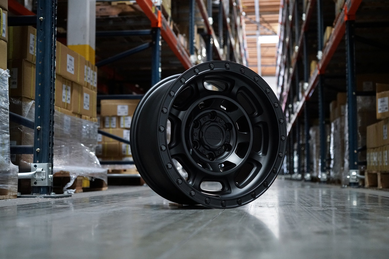 Set 4 Black Rhino Convoy 17x8.5 6x5.5 Matte Black Wheels 17" -10mm Lifted Rims