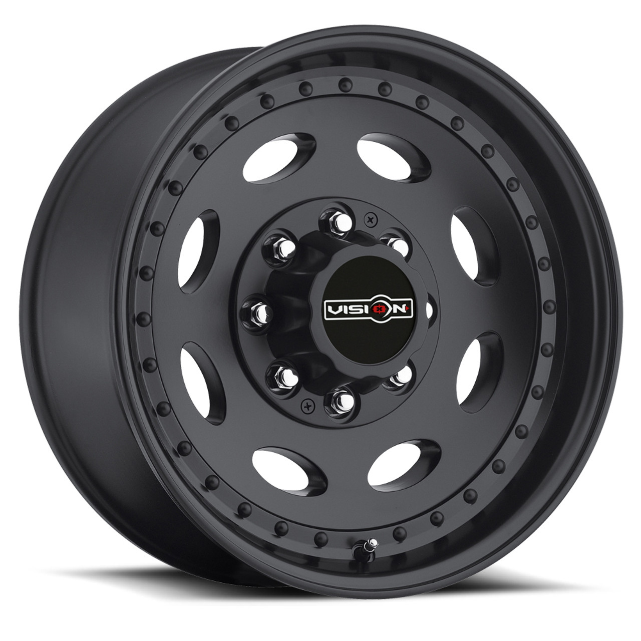 Set 4 19.5" Vision HD 81 Heavy Hauler Matte Black Wheels 19.5x7.5 8x170 Rims 0mm
