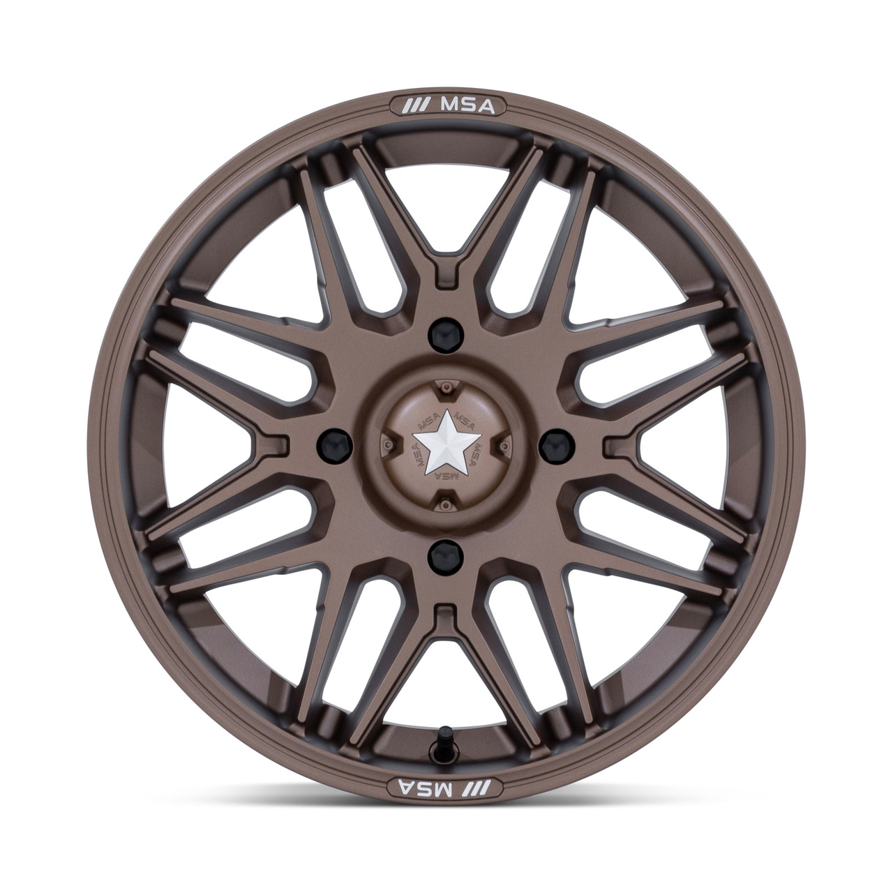 Set 4 14" MSA Offroad Wheels M52 Radar UTV Matte Bronze 14x7 Wheels 4x156 10mm