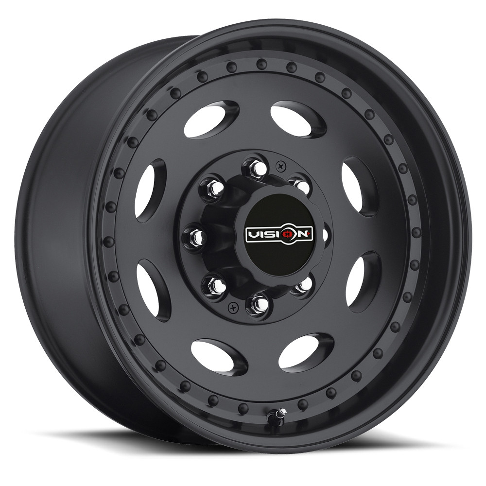 Set 4 16" Vision HD 81 Heavy Hauler Matte Black Wheels 16x6 8x6.5 Rims 0mm