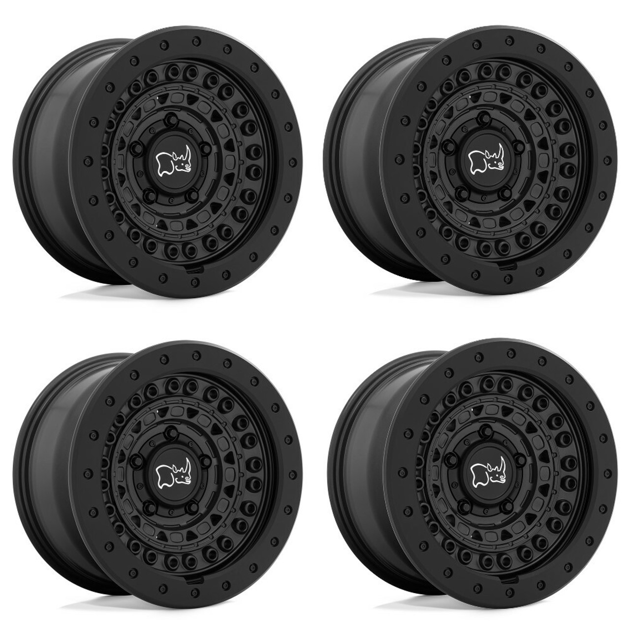 Set 4 Black Rhino Barricade 17x8.5 5x5 Gun Black Rock Guard Wheels 17" -18mm