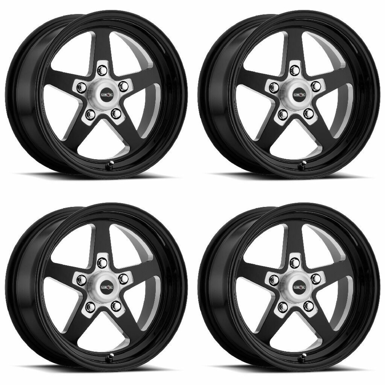 Set 4 17" Vision American Muscle 571 Sport Star II Black 17x4.5 5x115 Rims -24mm