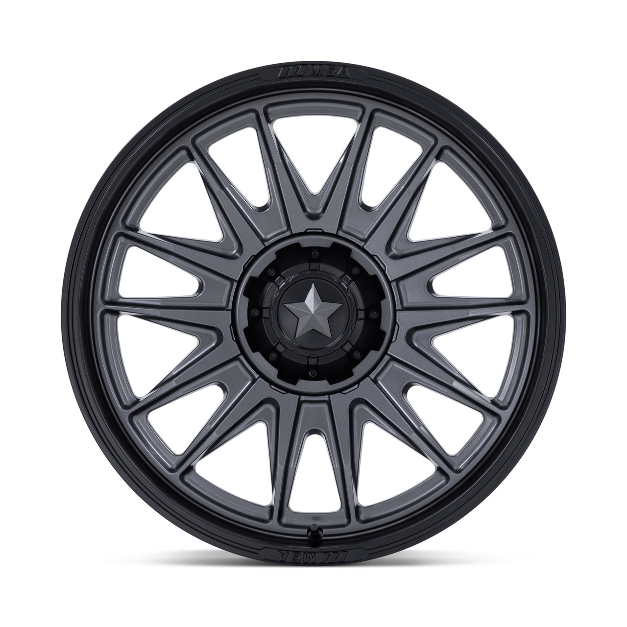 Set 4 24" MSA Offroad Wheels M55 Commander UTV Gunmetal M-Blk Lip 24x7 5x4.5 0mm