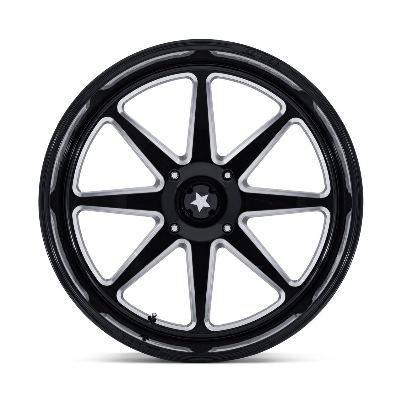 14" MSA Offroad Wheel M54 Spark UTV Gloss Black Milled 14x7 Wheel 4x156 10mm Rim