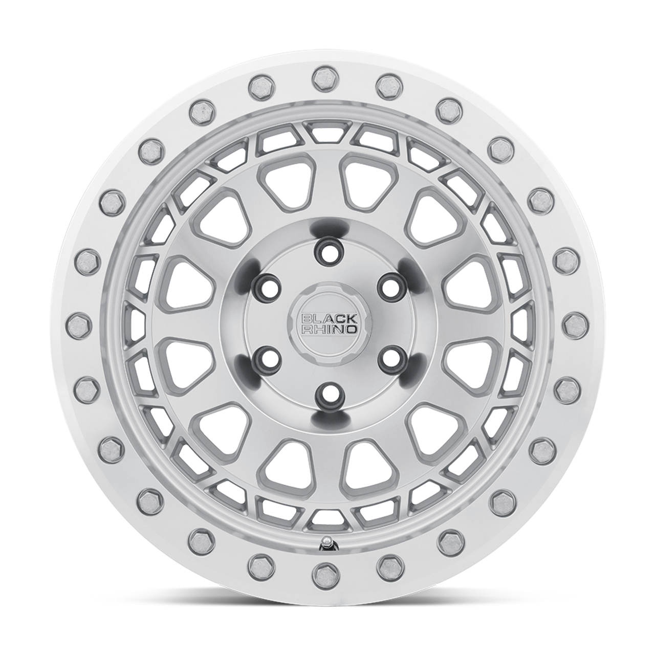 Set 4 Black Rhino Primm Beadlock 17x8.5 5x5 Silver Machine Wheels 17"