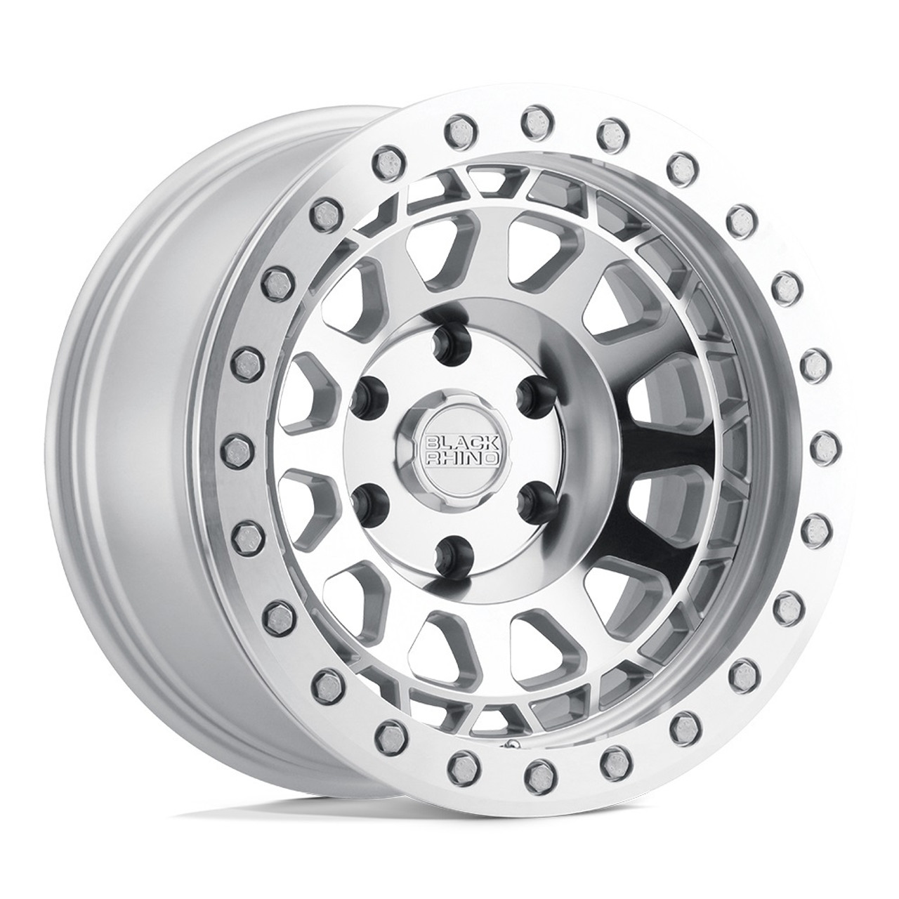 Set 4 Black Rhino Primm Beadlock 17x8.5 5x5 Silver Machine Wheels 17"