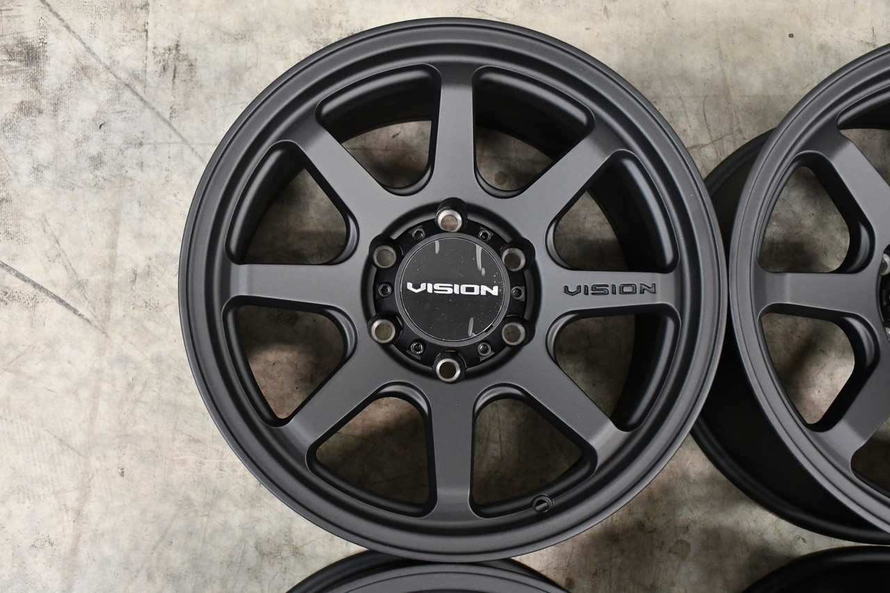 Set 4 17" Vision Off-Road 351 Flow Satin Black Wheels 17x9 5x5 Truck Rims -12mm