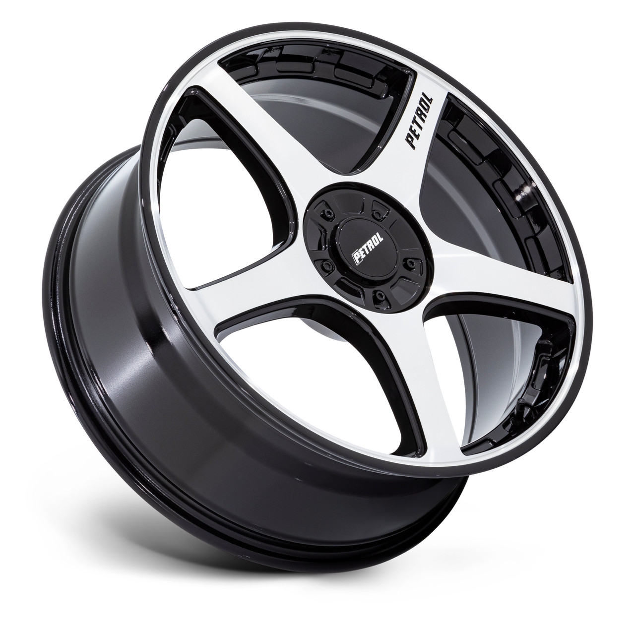 19" Petrol PE003 P2E Gloss Black Machined Face 19x8 Wheel 5x110 5x115 40mm Rim