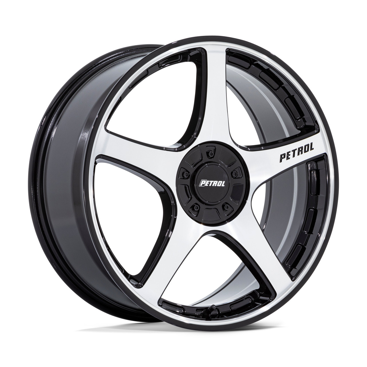 Set 4 19" Petrol PE003 P2E Black Machined Face 19x8 Wheels 5x4.25 5x4.5 40mm Rim