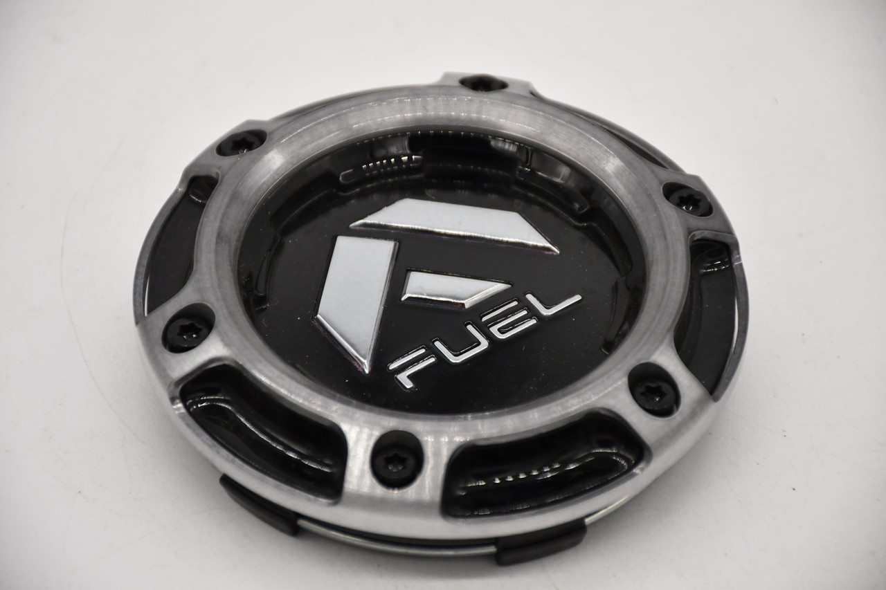 Fuel Off-Road FC401 Brawl gloss black DDT snap-in wheel center cap, 4-inch size, SKU U1006-79GBDT.