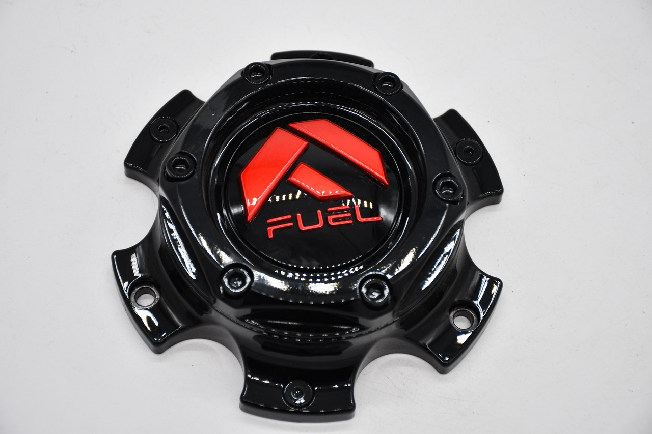 Fuel Gloss Black Red Logo Wheel Center Cap Hub Cap 1004-37GBQ 5.5" 6 Lug for Fuel Ignite Hurricane