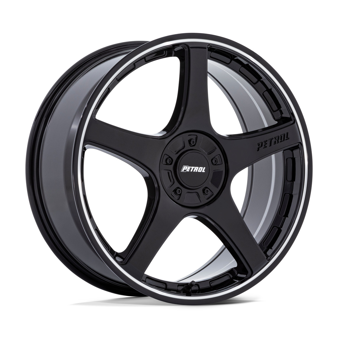 Set 4 17" Petrol PE003 P2E Gloss Black Machined Lip 17x8 Wheels 5x112 5x120 40mm