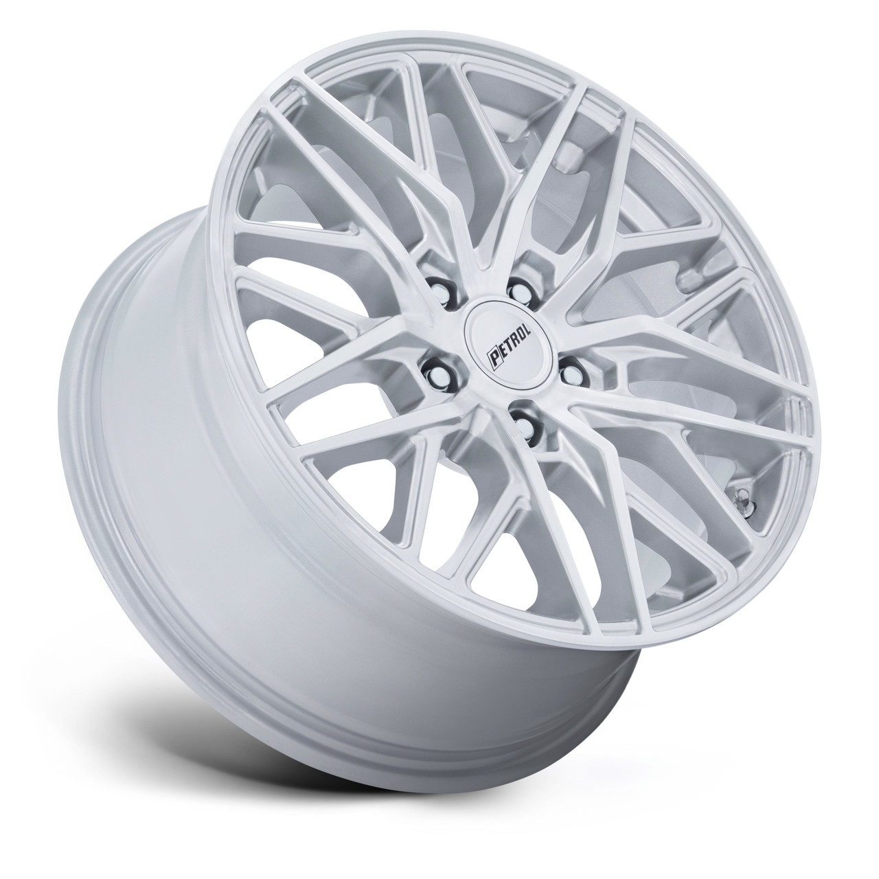 Set 4 20" Petrol PE004 P3E Machined Brushed Gloss Silver 20x8.5 5x4.5 40mm Rims